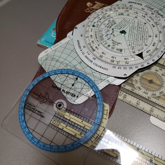 Jeppesen Vtg 3 Pc Computer CSG Slide Air Navigation & Folding & Super Plotter - Picture 2 of 10